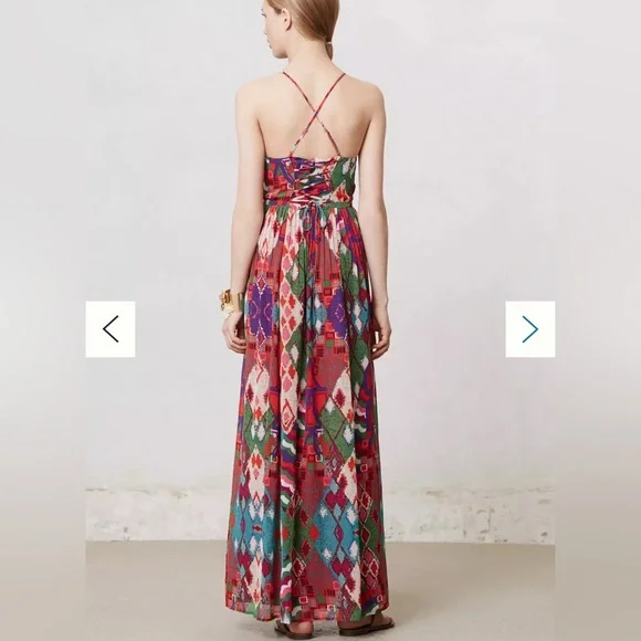 ANTHROPOLOGIE MAEVE Terana Maxi Dress | Size 0 | Boho Print | Halter Neck - Picture 5 of 14